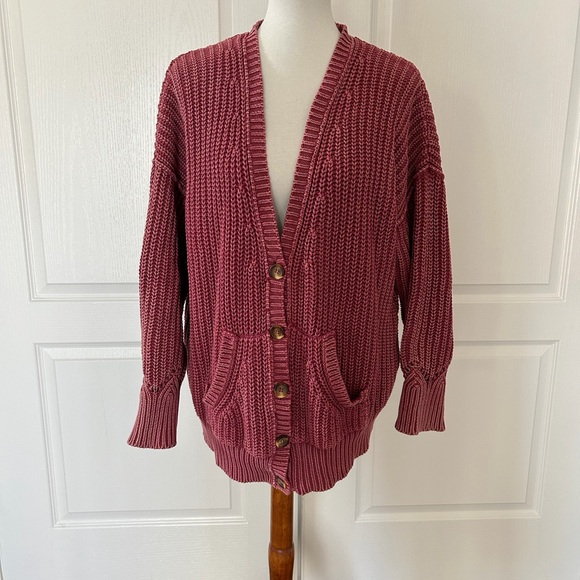 Sundance Dumont Acid Wash Chunky Knit Cardigan - Picture 2 of 4